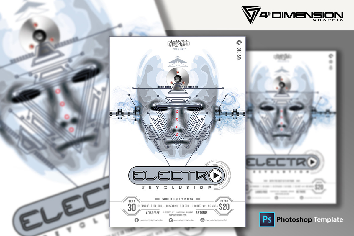 Electro Revolution Flyer Template, a Flyer Template by Ravi Rajcoomar (Photo 1 of 3)