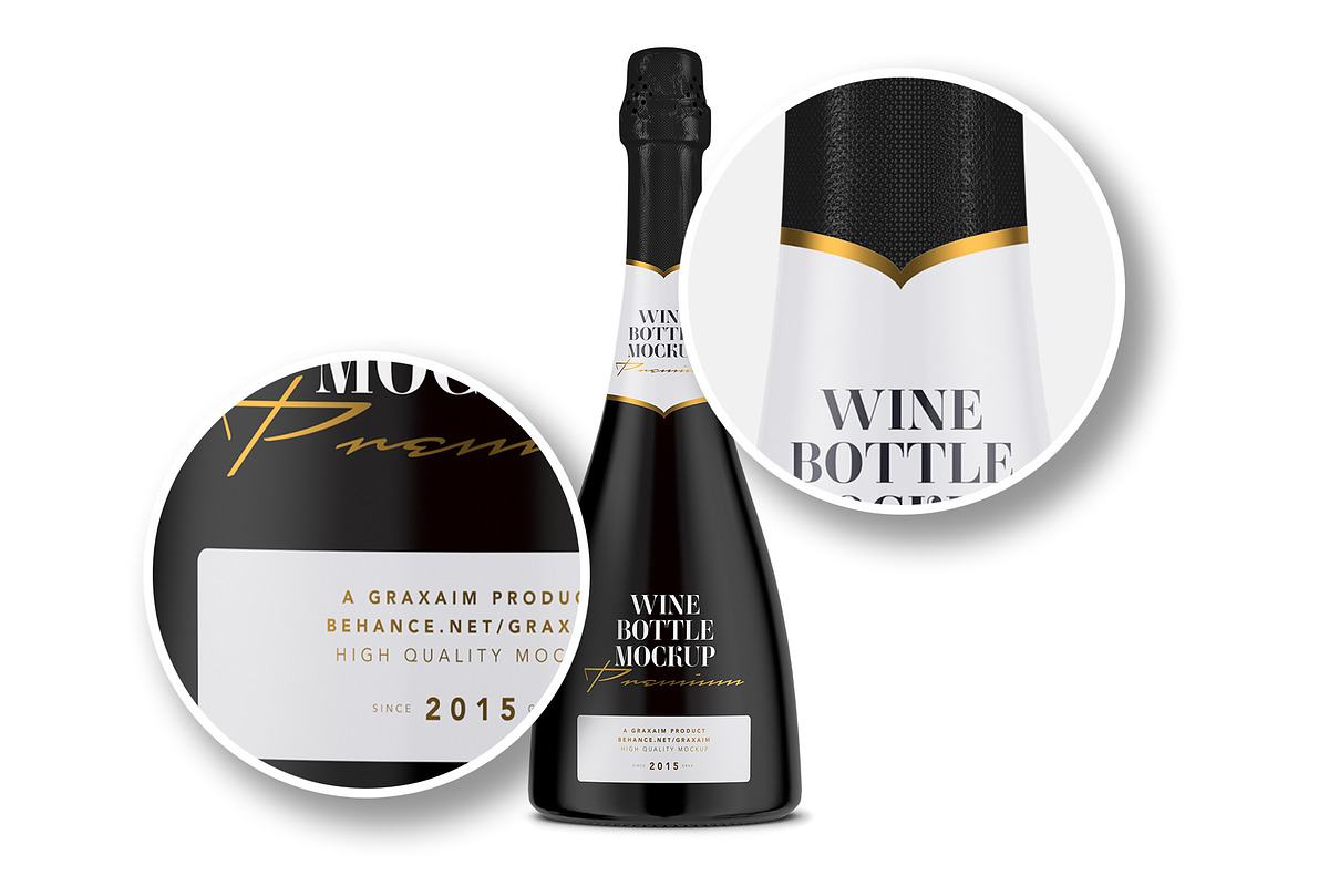 Champagne Black Bottle Mockup, a Packaging Mockup by Graxaim Mock-up (Photo 2 of 7)