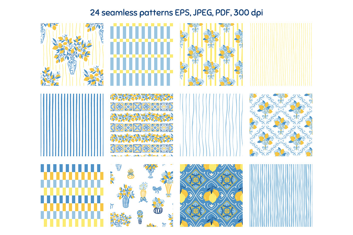 Limoncello - summer Amalfi patterns, a Pattern Graphic by Tani Kuzminka (Photo 4 of 24)