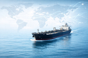Oil tanker navigating vast ocean, sy, a Photo by Dvoevnore photos