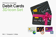 Debit Card 3D Icon Set, an Object 3D Model by Eklip Studio (Thumbnail 1 of 3)