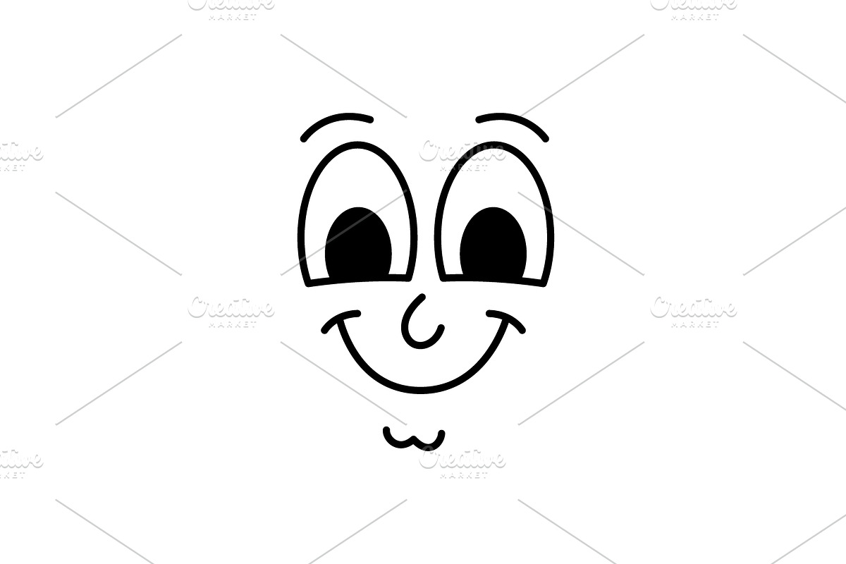 Cartoon face with soft eyes and a, an Object Illustration by GraphiShop