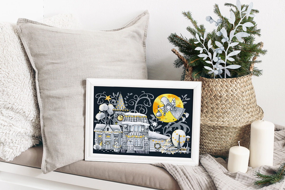 Christmas winter houses, city scene, an Illustration by Artmanata (Photo 14 of 17)