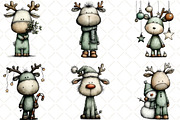 Whimsical Christmas Reindeer Clipart, an Illustration by Black Bird Studio (Thumbnail 2 of 6)