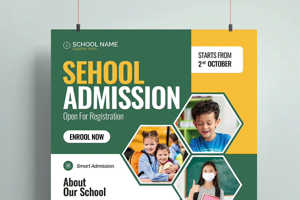School Admission Flyer Template, a Stationery Template by MightyDesign (Photo 2 of 6)