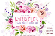 Watercolour Leaves and Floral Kit, a Texture Illustration by Maria Zebroff (Thumbnail 1 of 11)