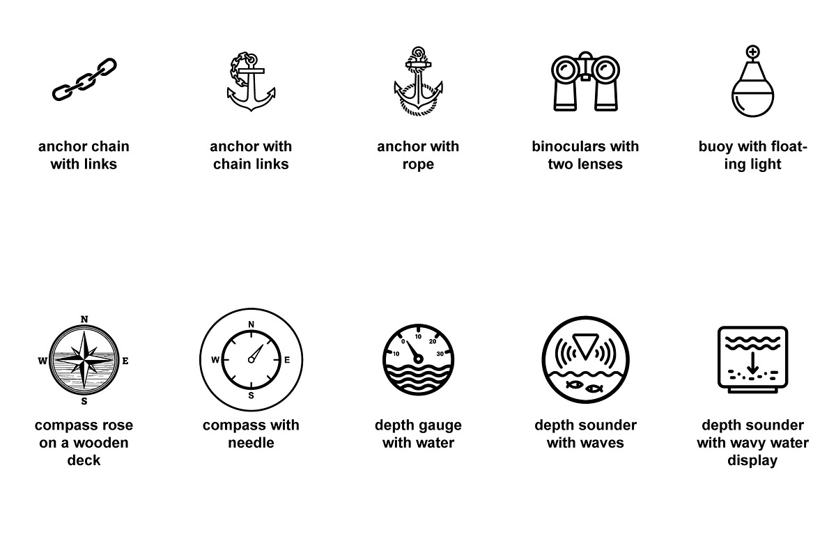 Marine navigation instruments Icons, an Outline Icon by Nurlan's shop (Photo 4 of 6)