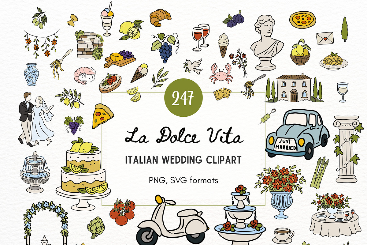 Italian Wedding Clipart, an Illustration by OZartRoom (Photo 1 of 14)