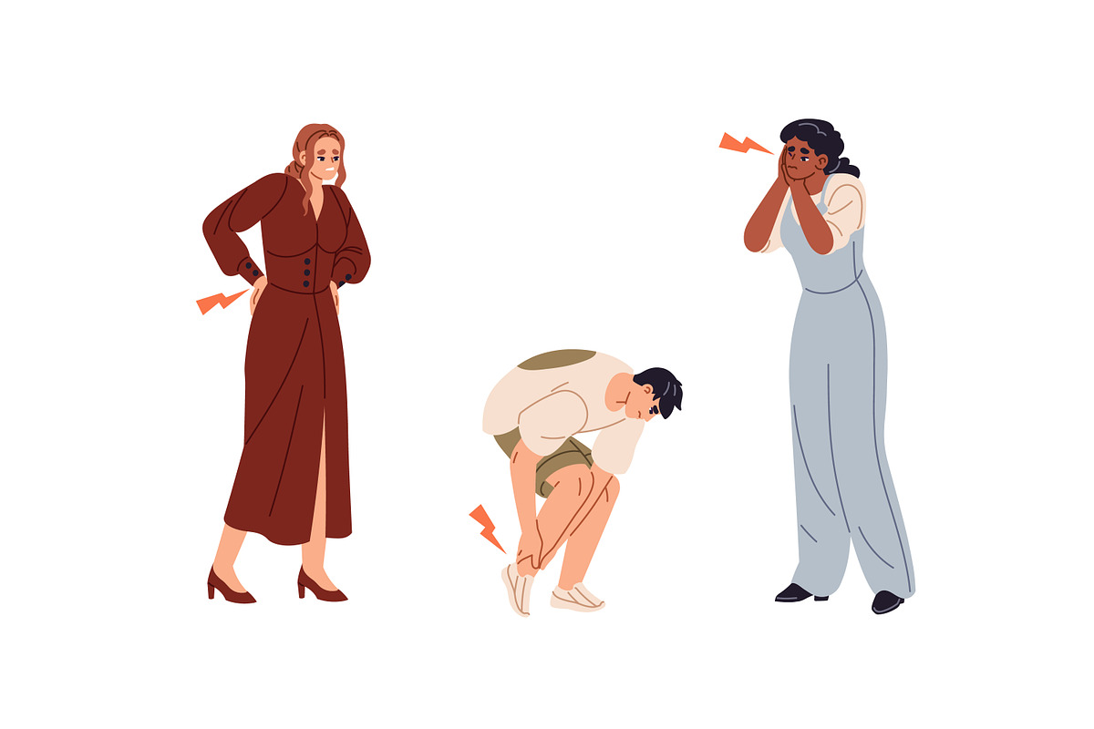 People suffer from pain, ache set, a Healthcare Illustration by PaperTrident (Photo 3 of 6)
