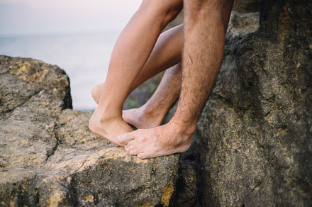 close up legs of kissing couple near, a Person Photo by zheckasmk