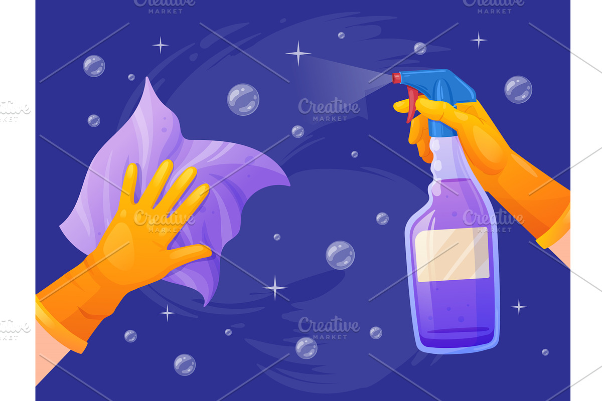 Hand wash surface. Hands in gloves, an Illustration by Stock-Smart-Start