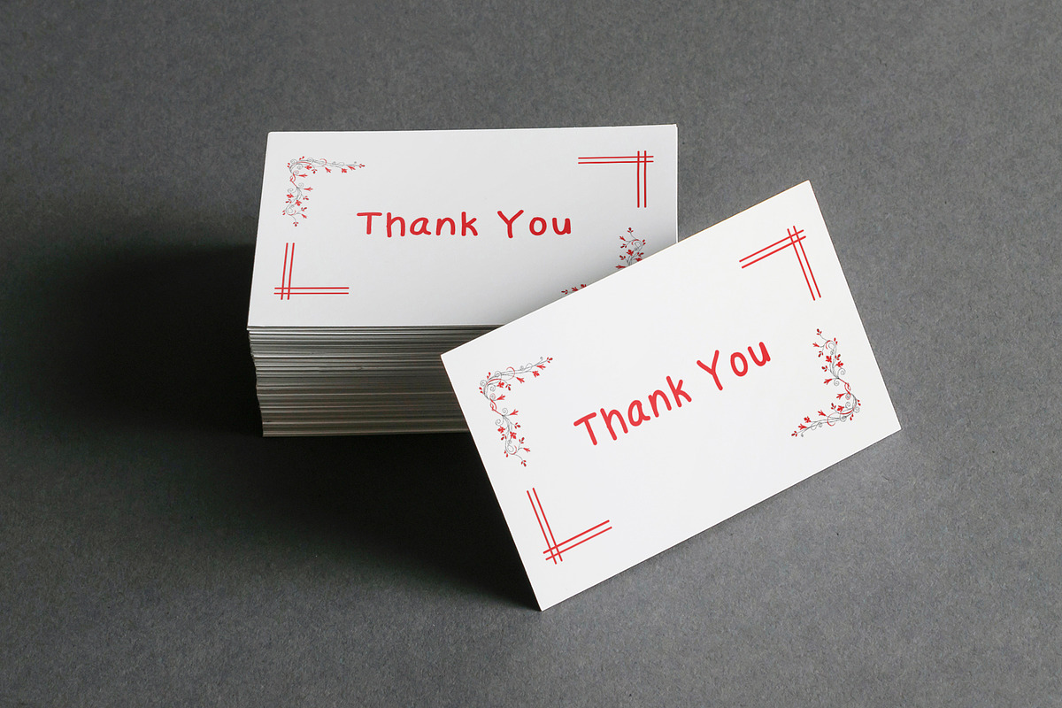 Flower border Thank you Card Design, a Card Template by MS Designer