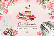 Sweet Desserts. Watercolor set, a Food Illustration by JuliaBadeeva (Thumbnail 1 of 7)