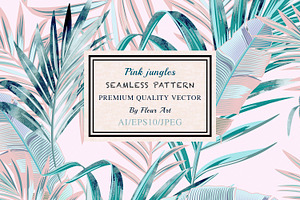 Pink Jungle Vector Seamless Pattern