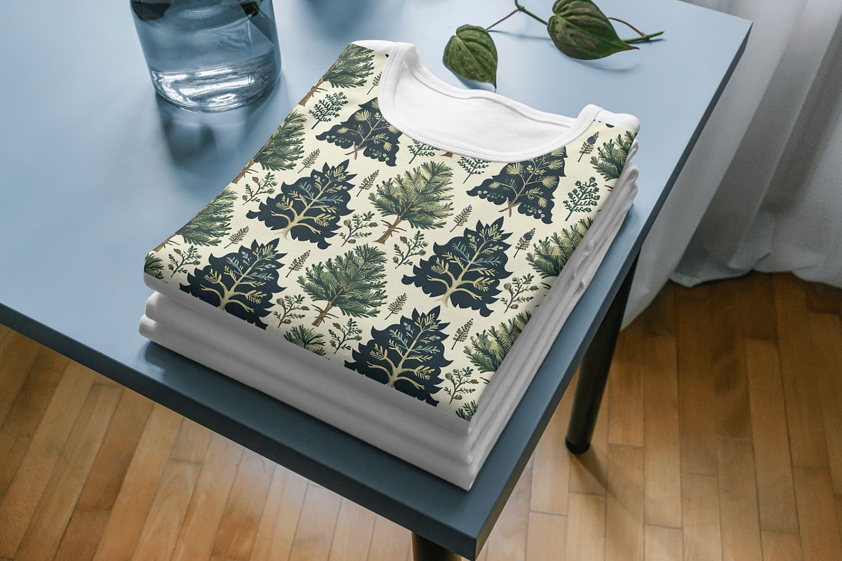10 Evergreen Trees Seamless Patterns, a Pattern Graphic by Inknfolly