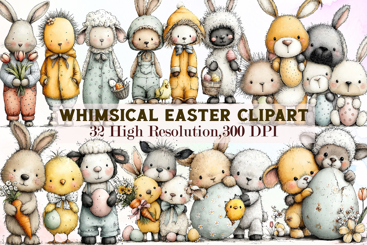 Whimsical Easter Clipart Png Bundle, an Illustration by Sublimation Artist (Photo 1 of 7)