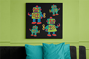 Retro Toy Robots Clipart & Posters, an Object Graphic by Blynn Pippen (Thumbnail 7 of 23)