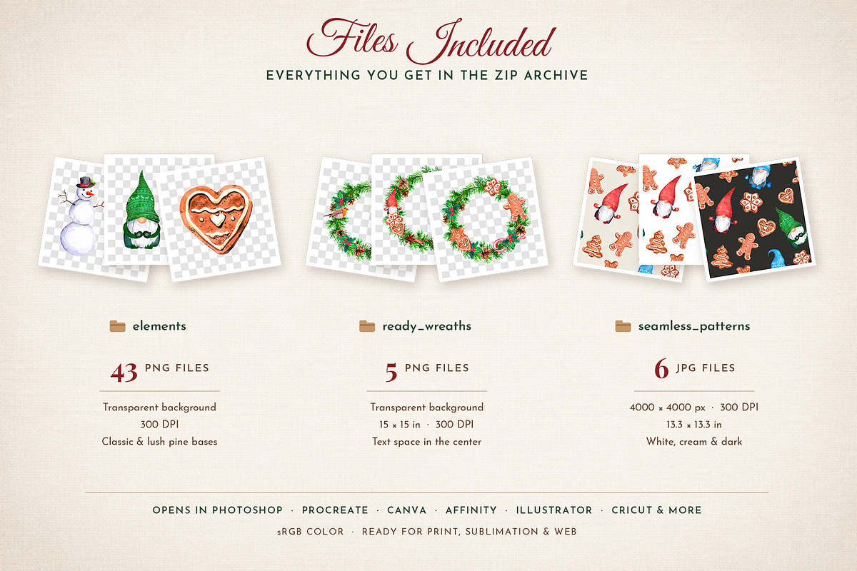 Watercolor Christmas Wreath Creator, a Seasonal Illustration by Where summer is (Photo 12 of 13)