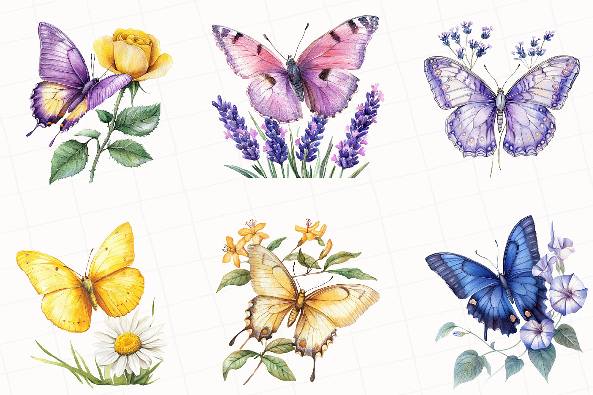 Summer Butterflies Garden Clipart, an Illustration by OK Design (Photo 3 of 5)