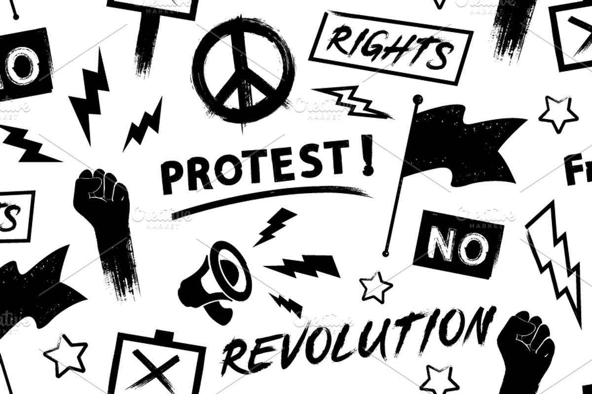 Hand Drawn Protest And Demonstration, a Background Graphic by Black White Mouse Design (Photo 1 of 4)
