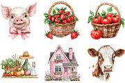 Watercolor Lovely Farm Clipart, an Illustration by Designking (Thumbnail 4 of 5)