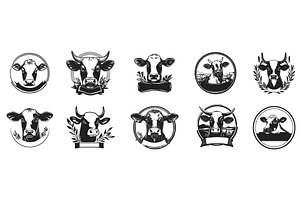 Fresh farm milk and meat retro label, an Animal Illustration by Valerie Bodnar