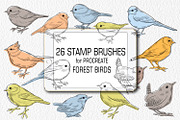 Birds Stamp brushes for Procreate, a Brush Add-On by ViktoriArt (Thumbnail 1 of 7)