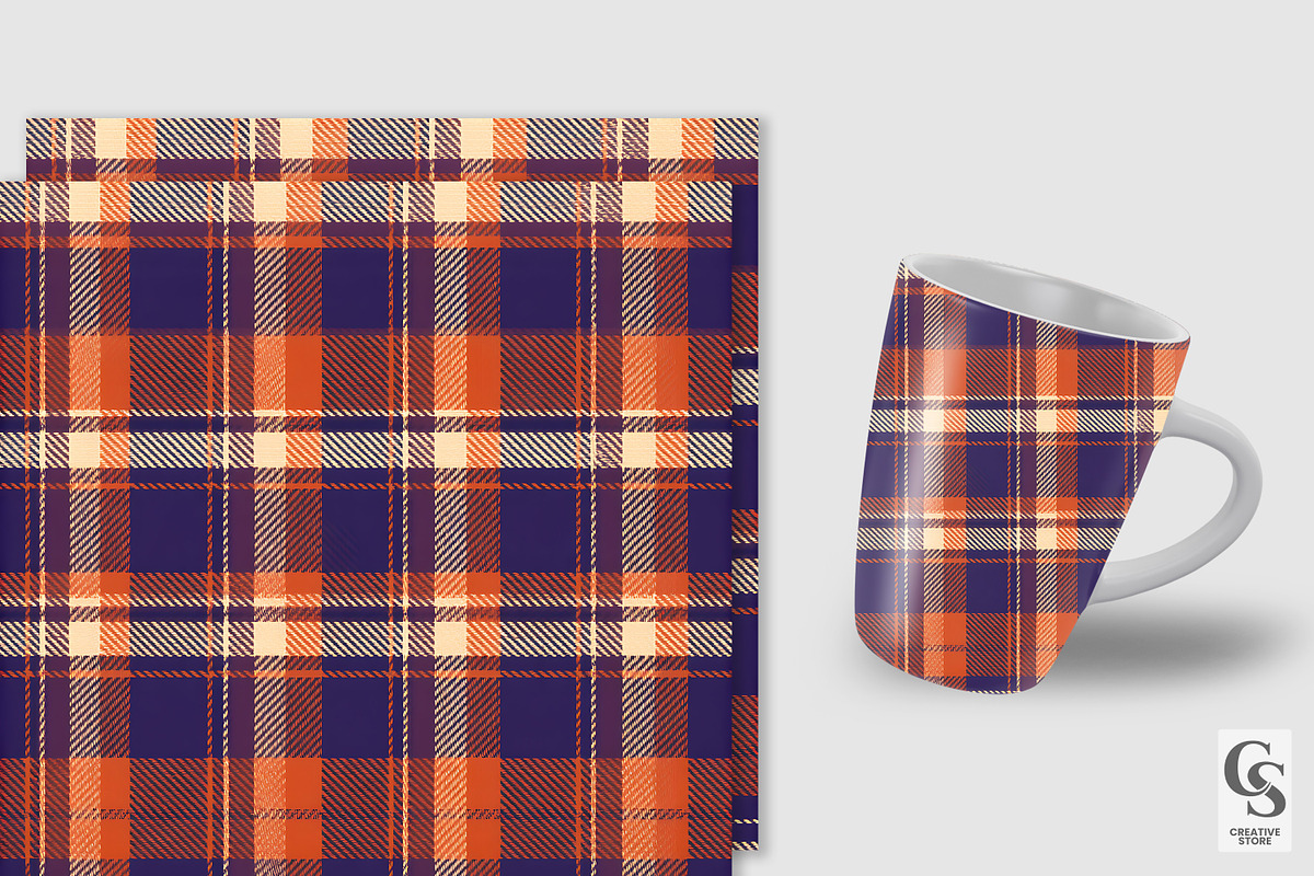 Purple Orange Plaid Seamless Pattern, a Pattern Graphic by Creative Store (Photo 3 of 5)