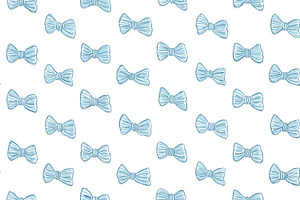 Seamless pattern seamless pattern with hand drawn light blue bow, a Pattern Graphic by Studio ANNA