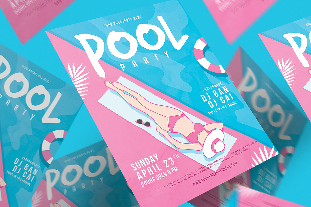 Pool Party Flyer, a Flyer Template by lilyshop