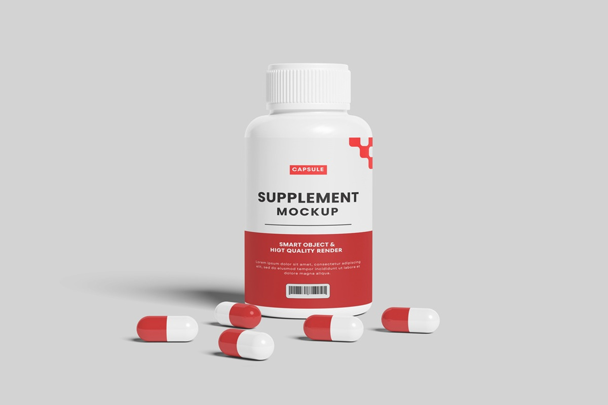 Supplement Bottle Mockup, a Packaging Mockup by AndikaGraphic (Photo 2 of 5)
