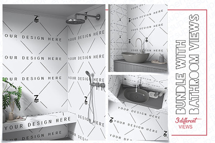 BUNDLE Bathroom Mockup 3Views SM244