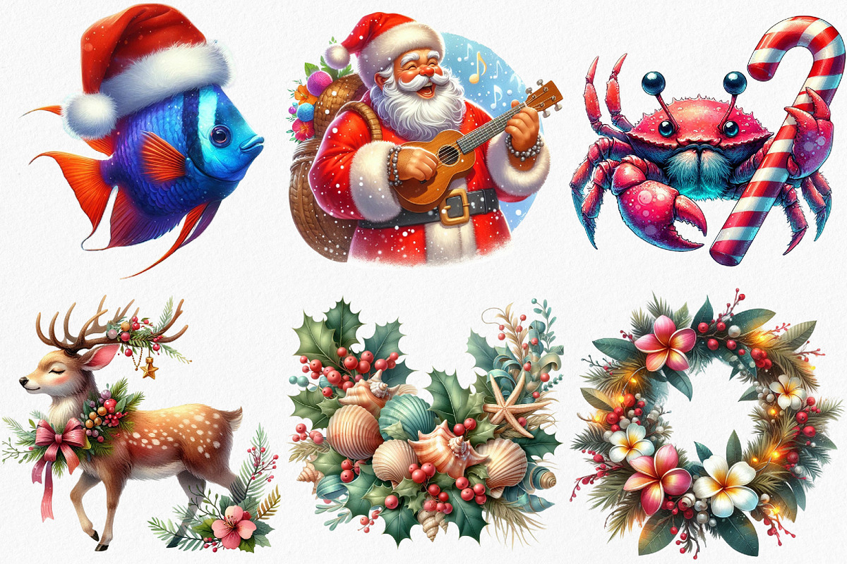 Watercolor Tropical Aloha Christmas, an Illustration by Canvas Craft (Photo 2 of 7)