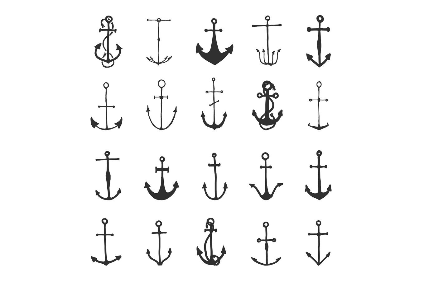 Anchor engraved vintage in old hand drawn or tattoo style, drawing for ...