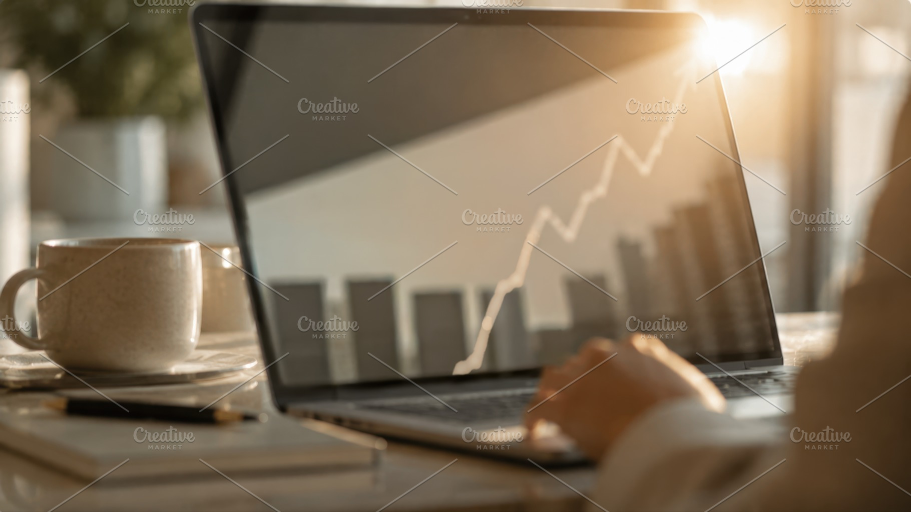 Working on laptop with graph in view, a Photo by Beautiful things