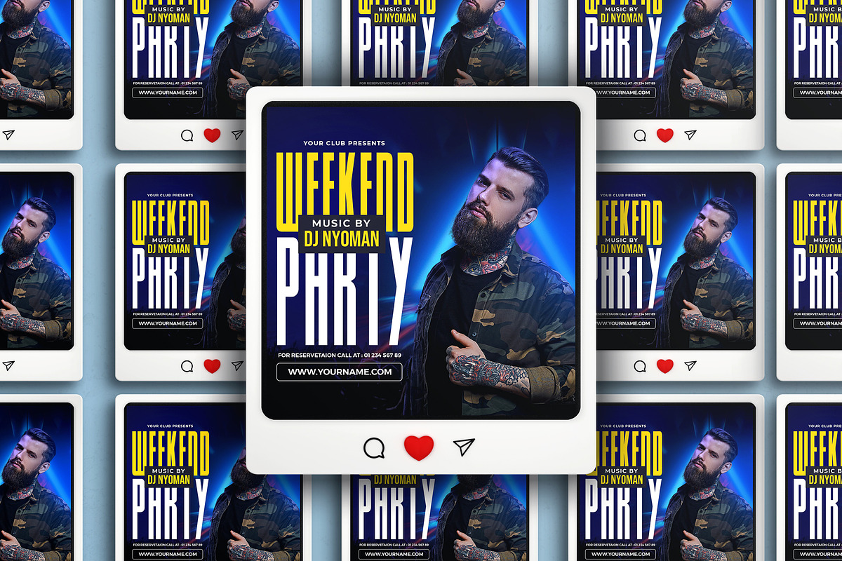 Party Social Media Template, a Social Media Template by Hafsa Studio 85