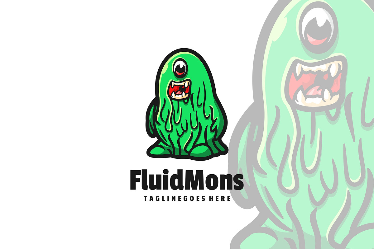 Fluid Monster Mascot Cartoon Logo., a Branding & Logo Template by ModalTampang