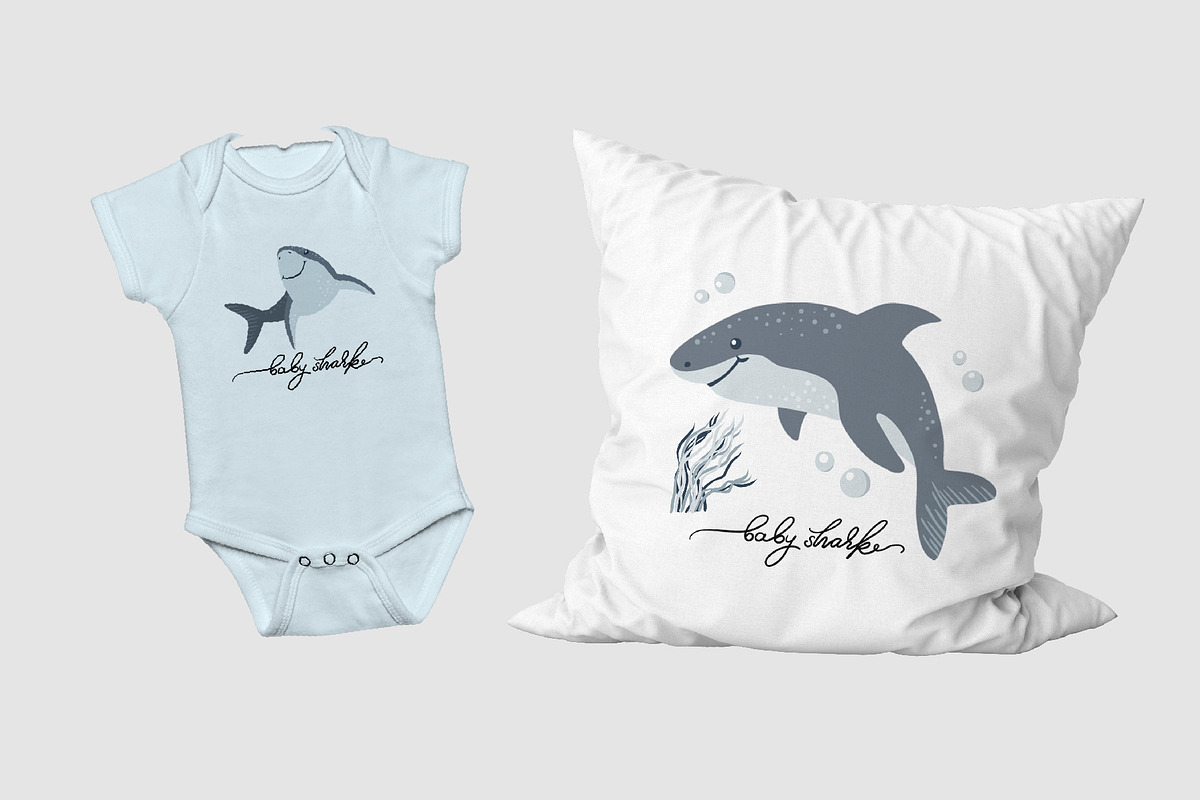 Baby shark clip-art, undersea world, an Object Graphic by KupalinaArt (Photo 5 of 5)
