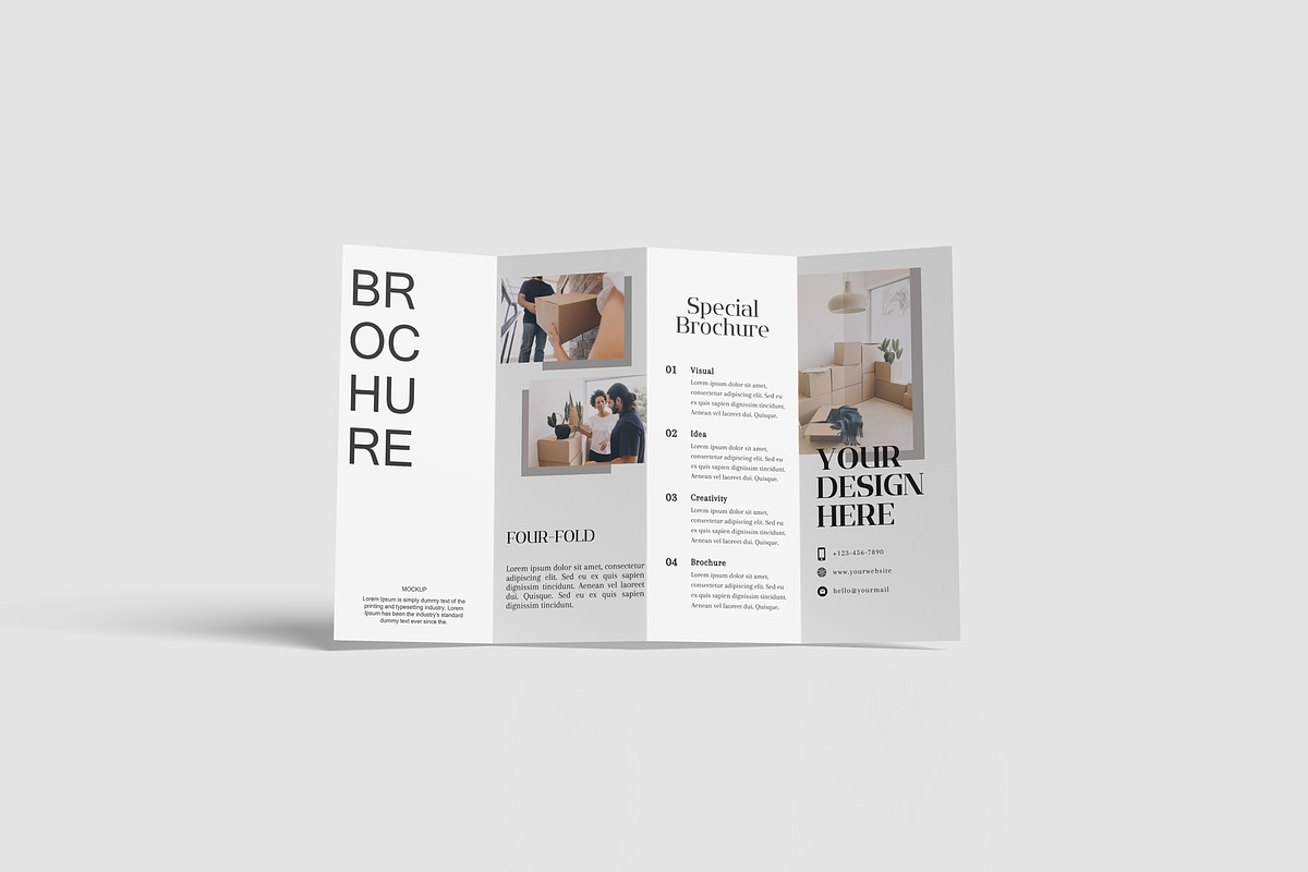 Four-Fold (4 fold) Brochure Mockups, a Books & Magazine Mockup by Lxadesign (Photo 10 of 14)