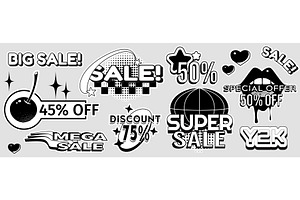 Y2K retro sale stickers with, a Finance Illustration by art PVP - market