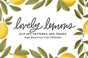 Lovely Lemons Clip Art + Patterns, an Illustration by k.becca (Thumbnail 1 of 5)