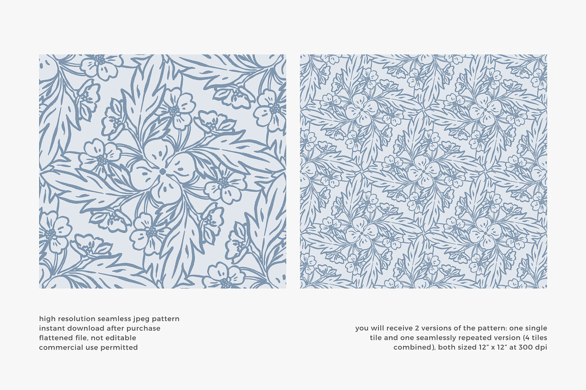 blue floral seamless pattern, a Pattern Graphic by Pink Studio Art (Photo 3 of 4)