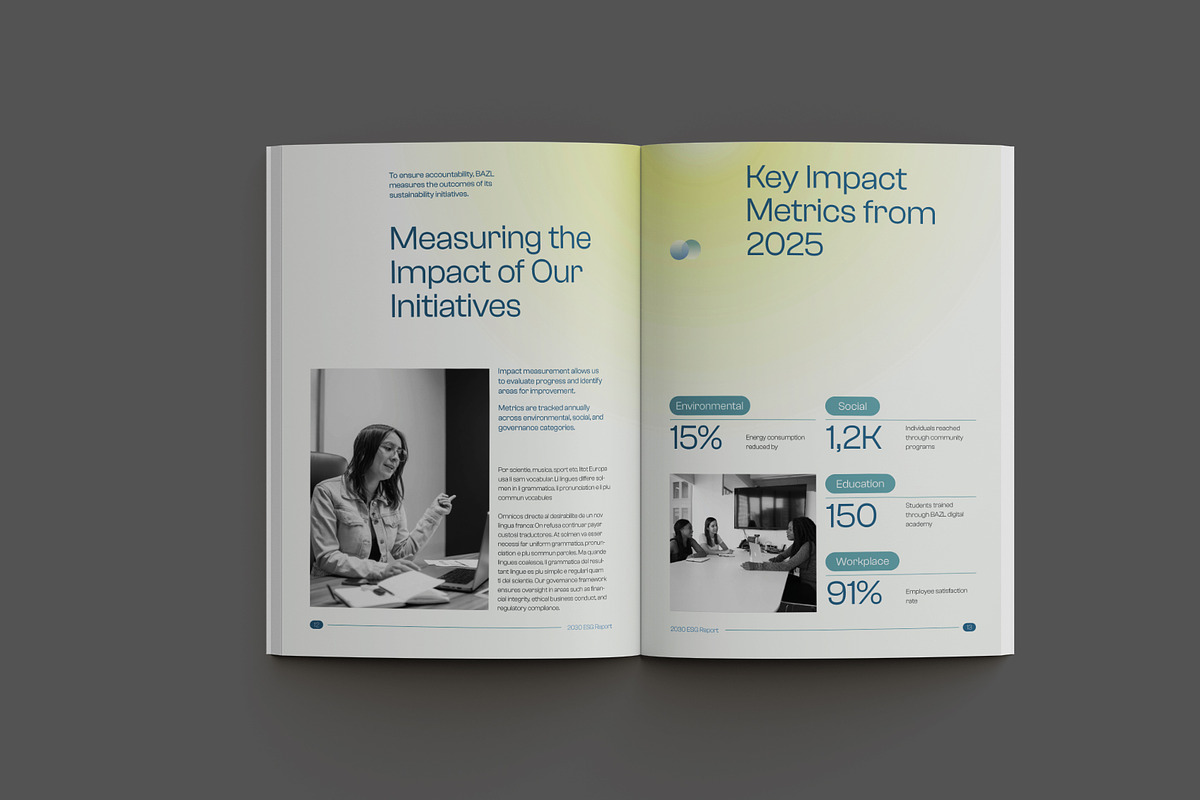Minimal Gradient ESG Impact Report, a Brochure Template by Neermana (Photo 7 of 11)