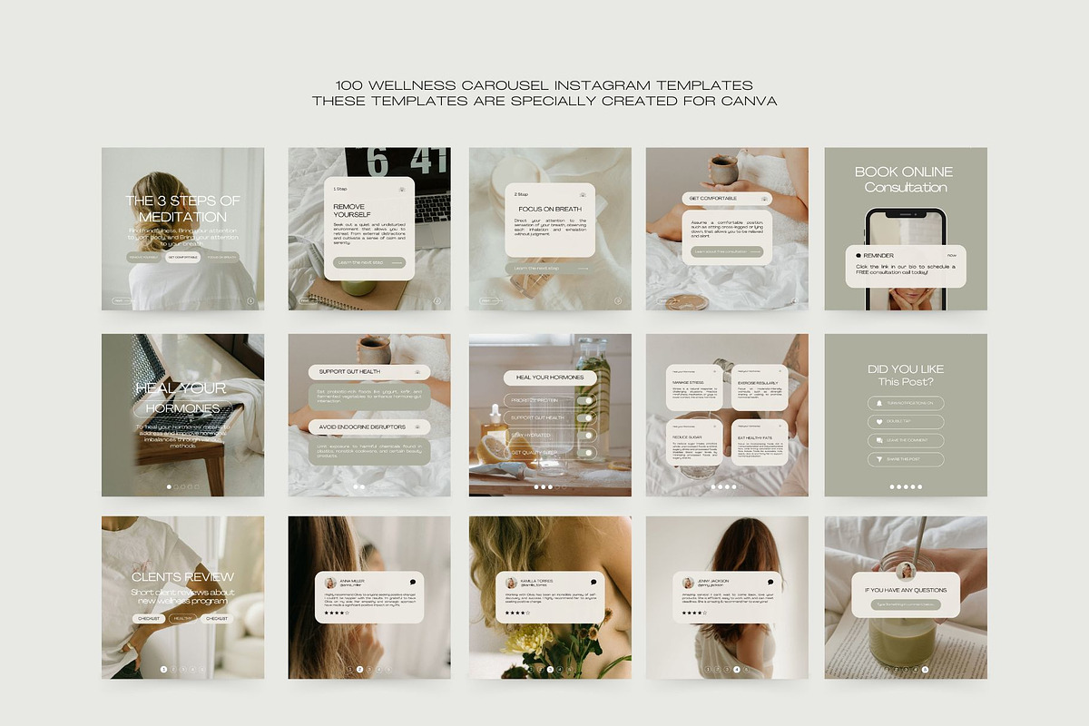 100 Wellness Carousel Templates, a Social Media Template by Instprofi | Studio Estimo (Photo 4 of 7)