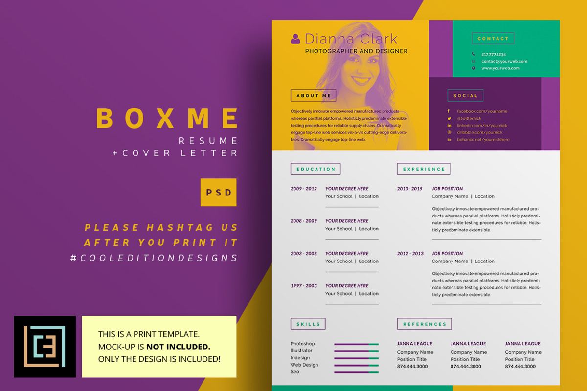 BoxMe - Resume / CV - 2 pack, a Resume Template by Cooledition