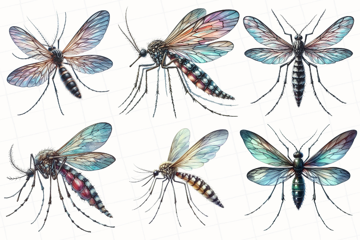 Watercolor Mosquitoes Clipart, an Illustration by OK Design (Photo 3 of 5)