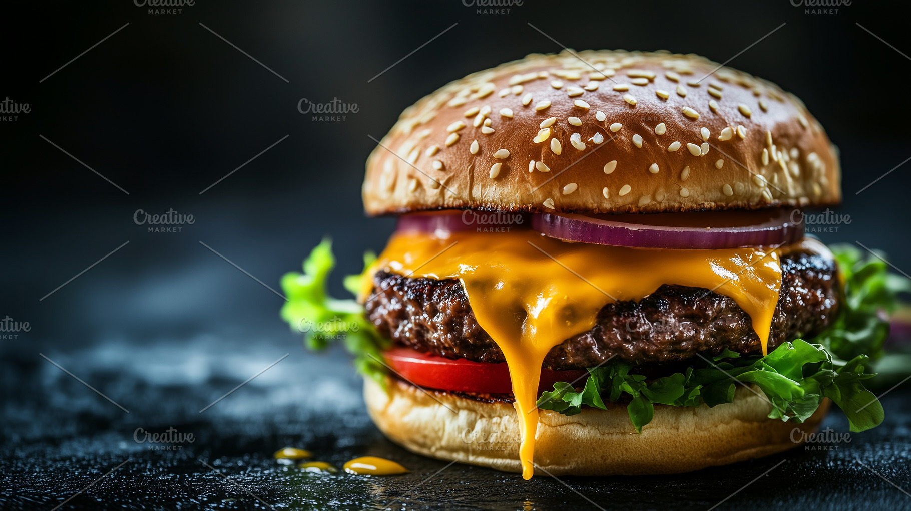 Close up on a gourmet cheeseburger, a Food & Drink Photo by MistyDay