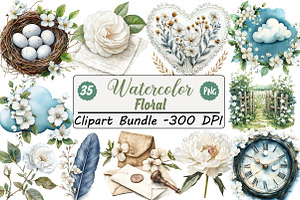 Watercolor Floral Clipart, an Illustration by DreamCafeArt