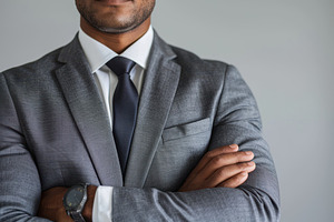 Businessman in gray suit close-up, a Business Photo by AlyaAnd