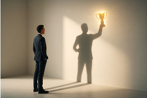 A businessman stands in an empty, a Person Illustration by Sergey Kotenev